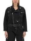 Moschino Jeans Belted Denim Biker Jacket