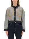 Moschino Cropped Jacket With Chest Pockets And Long Sleeves In Blue