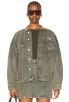 Moschino Logo-print Denim Jacket In Multi Grey