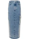 Moschino Jeans Long Skirt In Denim In Blue