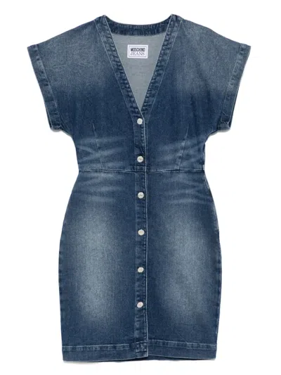 Moschino Jeans Denim Mini Dress In Blue