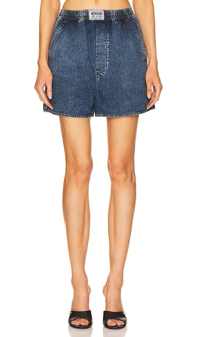 Moschino Jeans Elasticated-waistband Denim Shorts In Blue