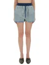 Moschino Elastic Waistband Shorts With Functional Pockets In Blue