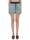 Moschino Elastic Waistband Shorts With Functional Pockets In Blue