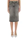 Moschino High-waisted Denim Skirt In Grey