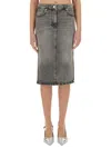 Moschino Jeans Side Slit Denim Skirt In Grey