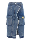 Moschino Jeans Blue Cargo Denim Midi Skirt In Light Blue