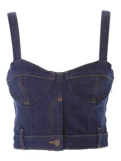 Moschino Denim Top In Azul