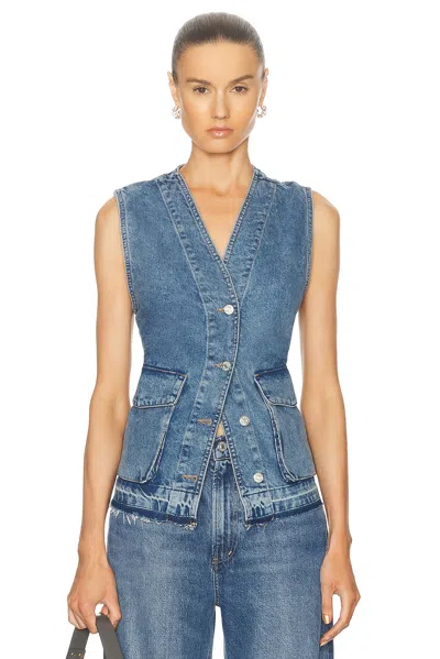 Moschino Jeans Cargo Denim Vest In Blue Denim