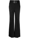 Moschino Jeans Double-buckle Flared Trousers In Black