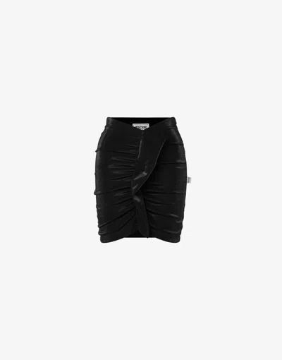 Moschino Jeans Asymmetric Ruched Miniskirt In Black