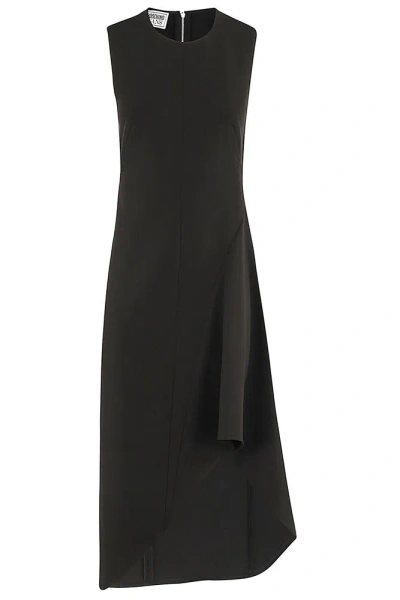 Moschino Jeans Draped Sleeveless Midi Dress In Black