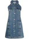 Moschino Jeans Logo-patch Denim Minidress In 1282 Fantasia Blu