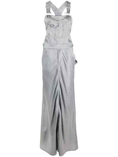 Moschino High-shine Floor-length Dress In 0610 Argento