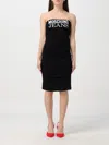 Moschino Jeans Logo-print Ribbed Minidress In Black