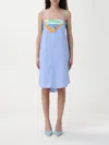 Moschino Jeans Patchwork Cotton Dress In Blue