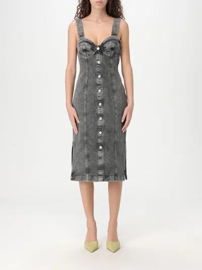 Moschino Stretch Denim Dress With Buttons In Grey