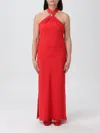 Moschino Neck Strap Long Dress In Rot