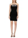 Moschino Jeans Logo-print Ribbed Minidress In Black