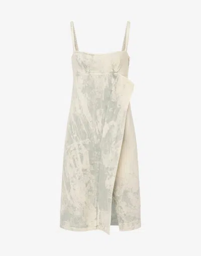 Moschino Jeans Ruffled Denim Dress In Ivory