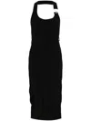 Moschino Jeans Halterneck Open-back Midi Dress In 0555 Nero