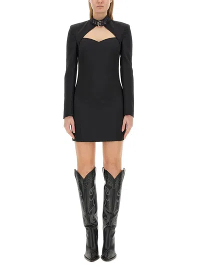 Moschino Jeans Cut-out Detail Long-sleeve Dress In Black