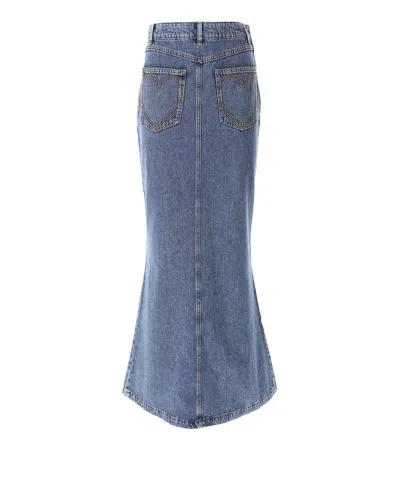 Moschino Jeans Flared Denim Maxi Skirt In Blue