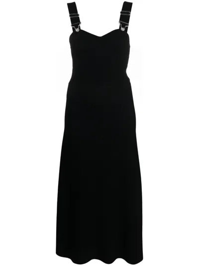 Moschino Jeans Flared Knitted Midi Dress In Black