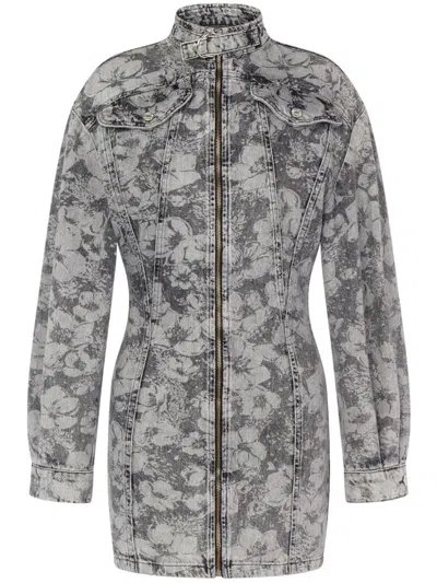 Moschino Jeans Floral Denim Dress In Grey