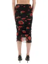Moschino Scalloped Hem Floral Mesh Midi Skirt In Black
