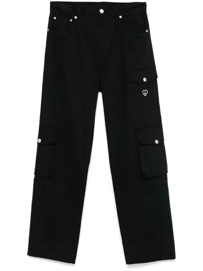 Moschino Jeans Gabardine-weave Cargo Pants In Black