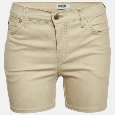Moschino Jeans Gold Stretch Cotton Regular Shorts In Neutral