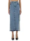 Moschino Jeans Long Skirt In Denim In Navy