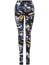 Moschino Jeans Lycra Leggings Punk Print In Black