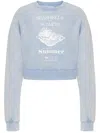 Moschino Cropped Cotton Sweatshirt With Print In Blue