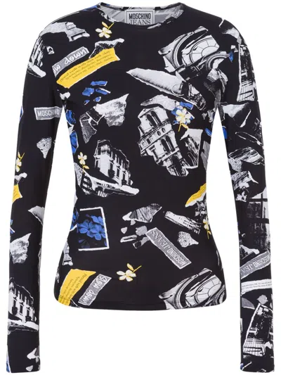 Moschino Jeans Graphic-print Top In Black