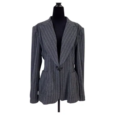 Pre-owned Moschino Jeans Gray Pinstripe Jacket With Cloud-print Lining From The 1990s