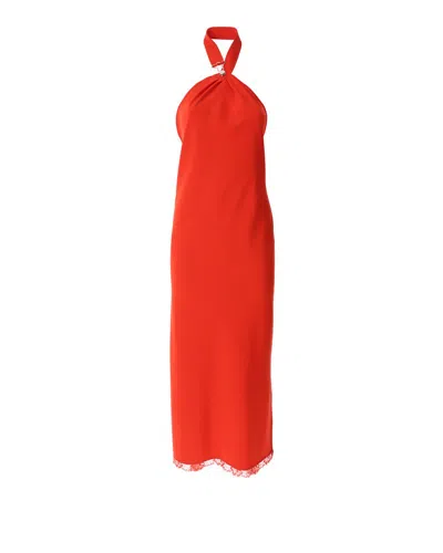 Moschino Jeans Halterneck Sleeveless Midi Dress In Red