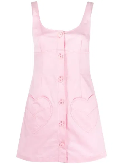 Moschino Jeans Heart-motif Stretch-cotton Midi Dress In Pink