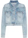 Moschino Heart-pockets Cropped Denim Jacket In 蓝色