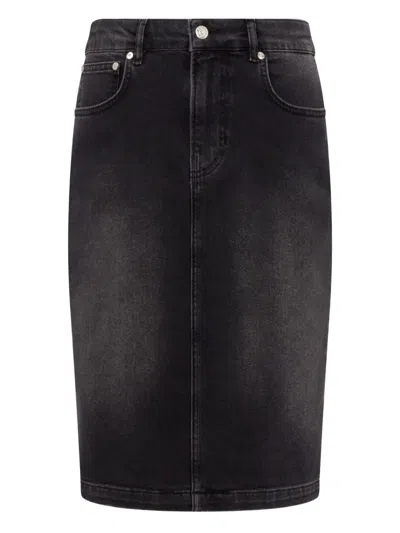 Moschino Jeans High-rise Denim Skirt In Gray