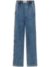 Moschino Wide Leg Cotton Jeans For Women In Blau