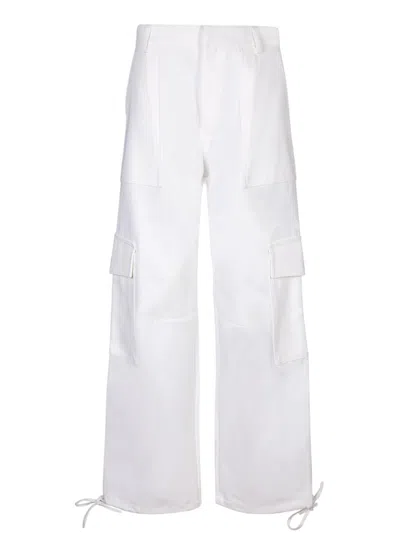 Moschino Jeans High Waist Wide Leg Cargo Trousers In White