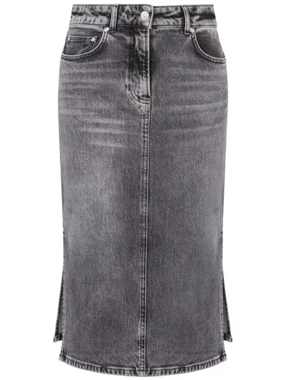Moschino Jeans High-waisted Denim Skirt In Grey