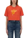 Moschino Ice-cream Print Cropped T-shirt In Red