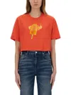 Moschino Ice-cream Print Cropped T-shirt In Red