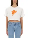 Moschino Playful Ice-cream Print Cropped T-shirt In White