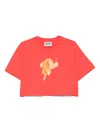 Moschino Ice-cream Print Cropped T-shirt In Red