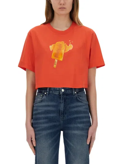 MOSCHINO MOSCHINO JEANS ICECREAM PRINT CROPPED TSHIRT