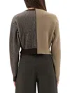 Moschino Crop Pullover In Intarsia Wool Blend In Brown